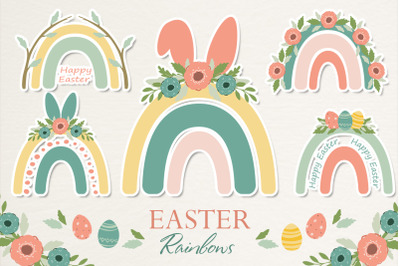 Easter bunny rainbow clipart