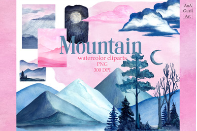 Watercolor Mountain clipart