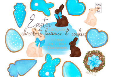 Watercolor Spring Easter Cookie Clipart