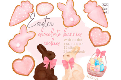 Easter Cookies watercolor clipart