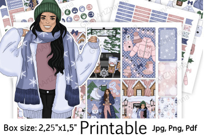 Winter Printable Stickers 2,25&quot;x1,5&quot;