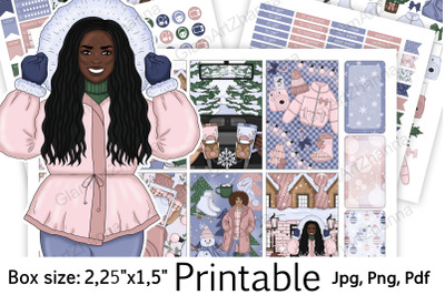 African American Winter Printable Stickers 2&2C;25&amp;quot;x1&2C;5&amp;quot;