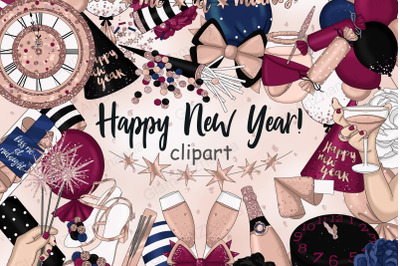 Happy New Year Rose Gold Clipart