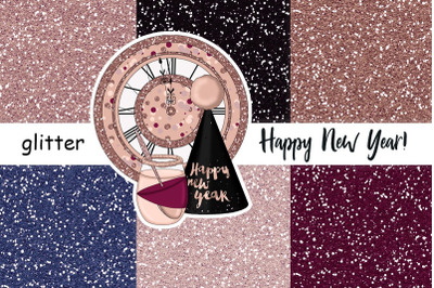 Happy New Year Rose Gold Glitter