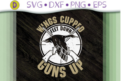 Wings Cupped Feet Down Guns Up