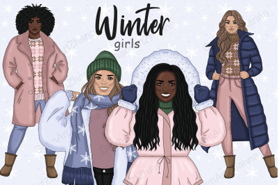 Winter Girls Clipart