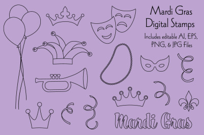 Mardi Gras Digital Stamps