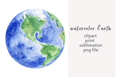 Watercolor Earth day clipart - png file for sublimation