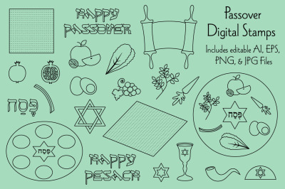Passover Digital Stamps Clipart