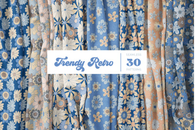 Trendy Retro Floral Seamless Patterns