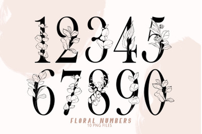 Floral number clipart - 10 png files