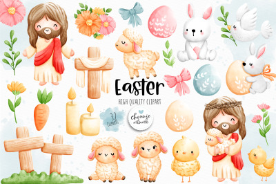 Easter story clipart, Easter Christian Clipart, Jesus clipart, Jesus and the lamb, lamb clipart