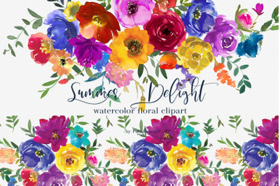 Watercolor Bold Colors Floral Collection