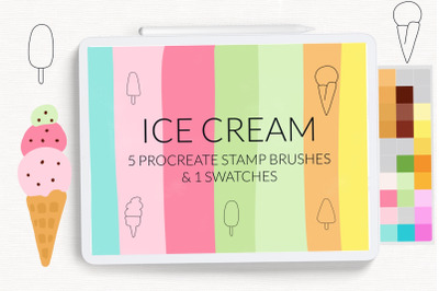Ice cream stamps and swathes for Procreate