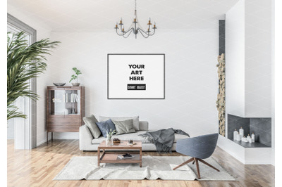 Interior scene artwork background frame mockup