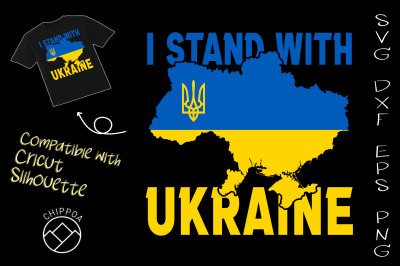 I stand with Ukraine flag emblem map