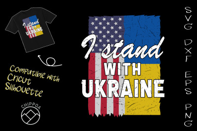 I Stand With Ukrainian American Flag