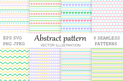 Abstract pattern. Strip pattern. Dots pattern. Heart pattern