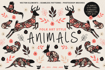 Folk Art Animal Vectors &amp;amp;amp; Patterns