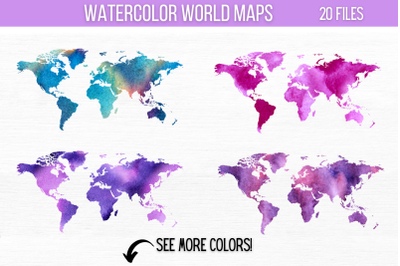 Watercolor World Maps