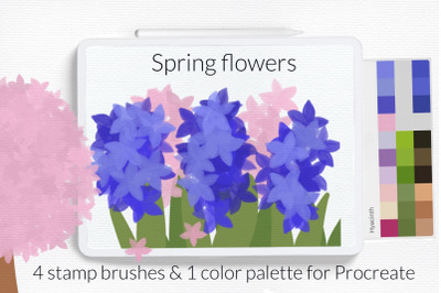 Blooming spring flowers Procreate brushes