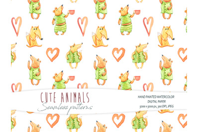 Cute animals seamless pattern- Digital paper- 1 JPEG file