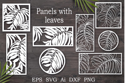 Decorative panels with leaves. SVG. laser cutting