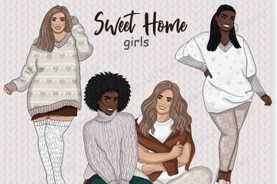 Sweet Home Girls Clipart