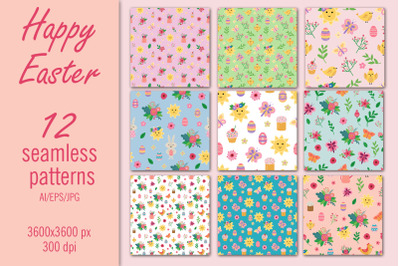 Happy Easter - digital paper/seamless patterns