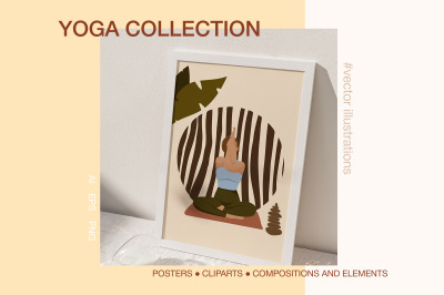 Yoga posters, yoga poses art, yoga illustrations