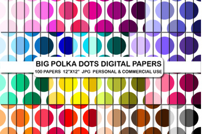 Big Polka Dots Pattern Digital Scrapbook Papers Polka Dot