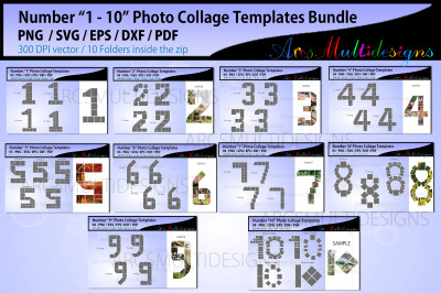 Numbers photo collage template