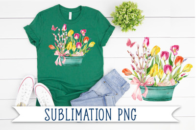 Sublimation easter design, spring flowers