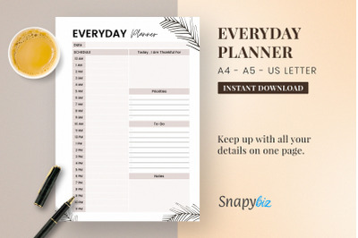 A4 and A5 One Page Weekly Printable Planner US Letter Size