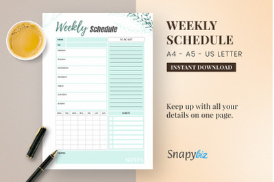 Weekly Planner Printable A4 A5 US Letter Size