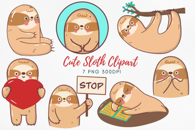Cute Sloth Clipart Illustration