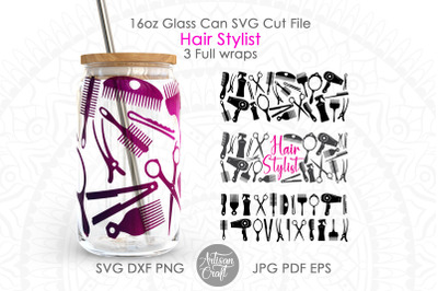 Can Glass SVG, Hair stylist SVG, hair dresser SVG, can glass template,