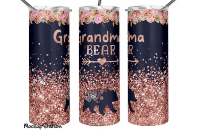 Grandma Bear Tumbler Sublimation Design 20oz Skinny PNG Wrap