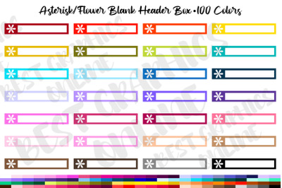 Asterisk Flower Checkbox Blank header Box Planner Stickers