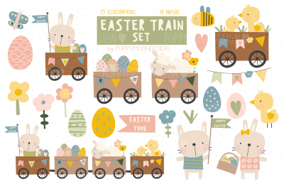 Easter Train clipart set