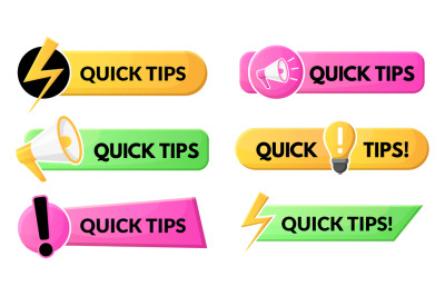 Quick tips and tricks helpful bars, advice, useful clue logos. Light b