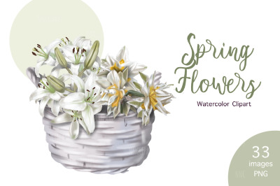 Spring Watercolor Flower Clipart, Floral PNG