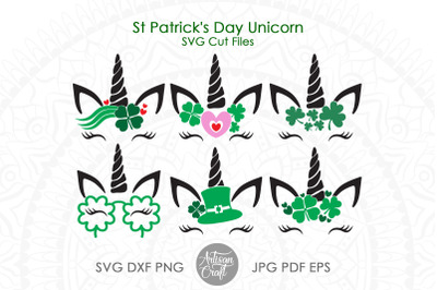 St Patrick&#039;s Day unicorn SVG, Saint Patrick&#039;s day SVG, unicorn head