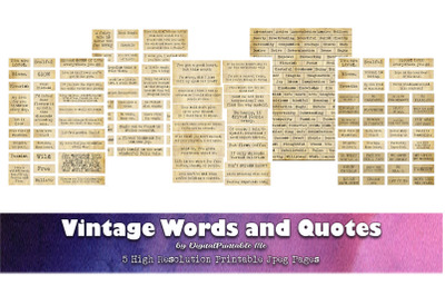 Vintage Words, Quotes Pack, Aged Sayings, Type Tea stained, Inspiration Sarcastic, Magic JPEG printable, junk journal kit ephemera scrapbook