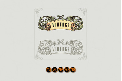 Luxury vintage ornament logo design illustration