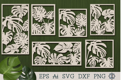 Decorative panel with montera leaves. SVG. Files to cut