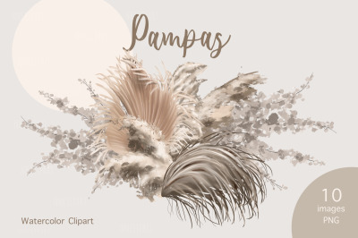 Pampas, Watercolor Clipart