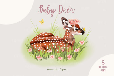 Watercolor Deer Clipart, Deer Download