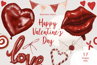 Watercolor Valentine&#039;s day, Clipart Love, Wedding