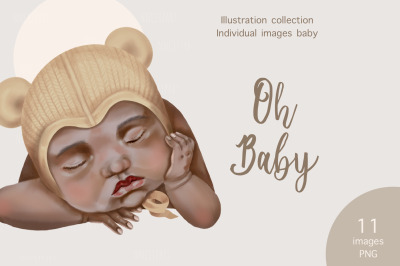 African American baby, Newborn illustration, Baby Shower